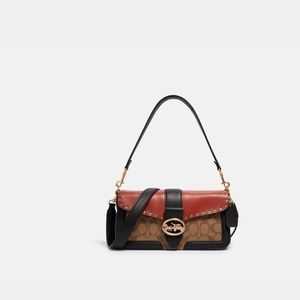 Georgie Shoulder Bag In Colorblock Signature Canvas With Rivets